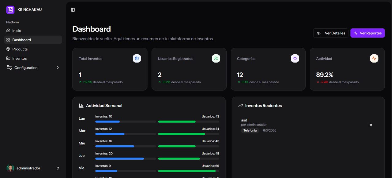 Invector - Dashboard administrativo