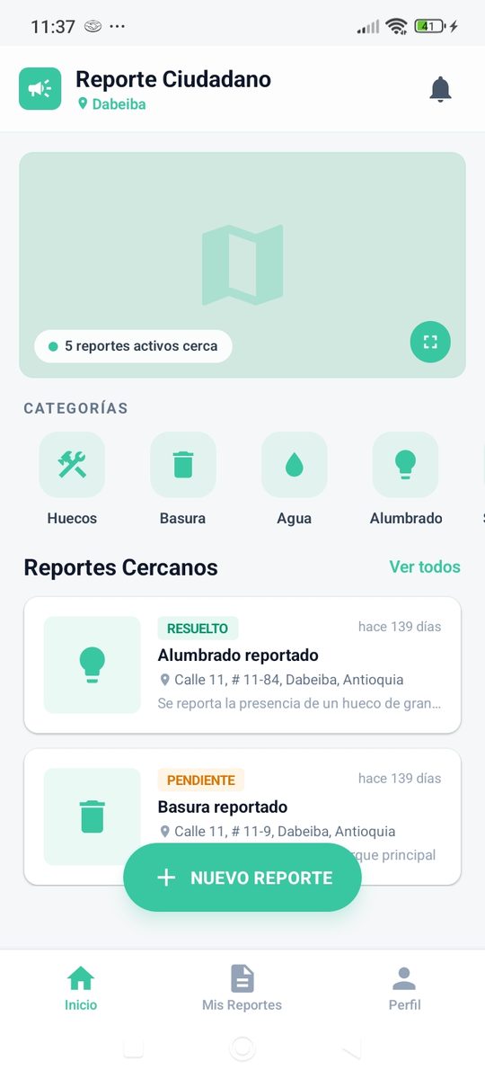 Reporte Municipal - App móvil, inicio